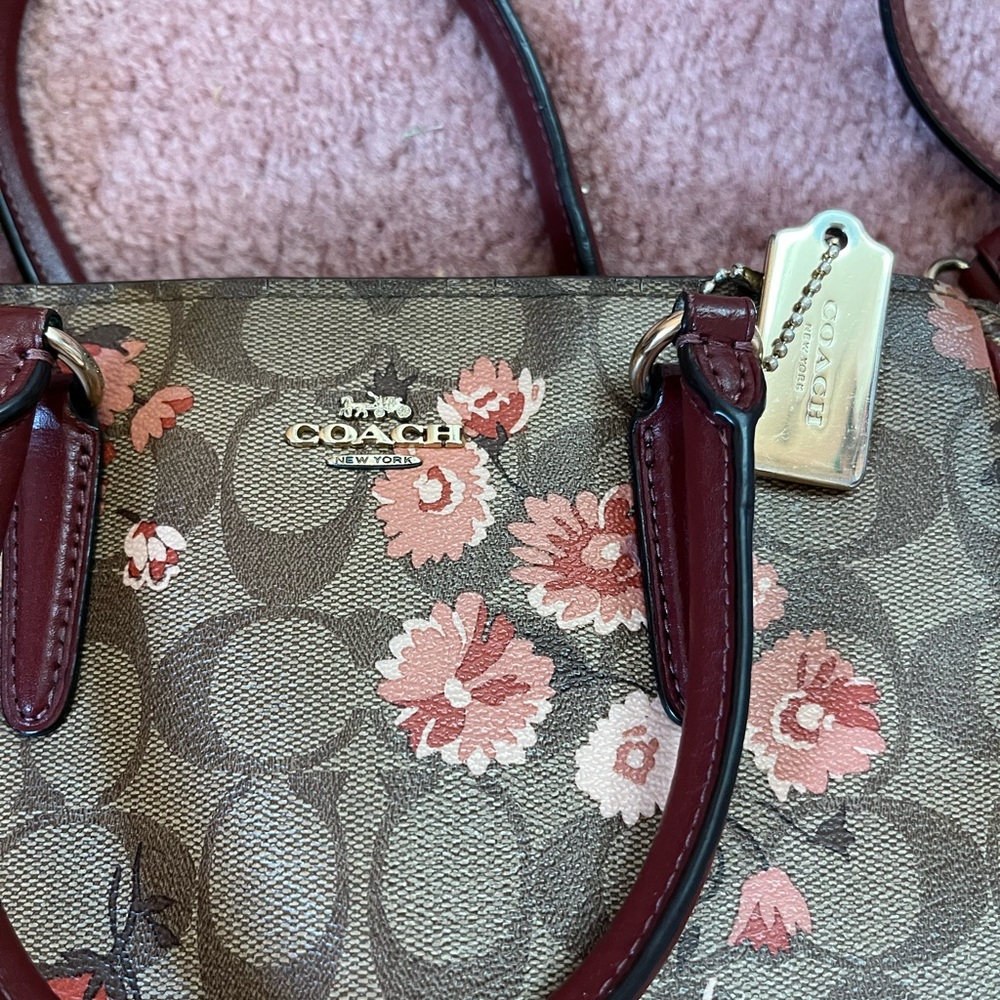 UsedCoach Floral Print Women's Bag - Brown and Pink